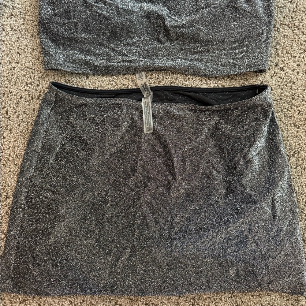PINK Victoria's Secret Gray Mini Pencil Skirt Set